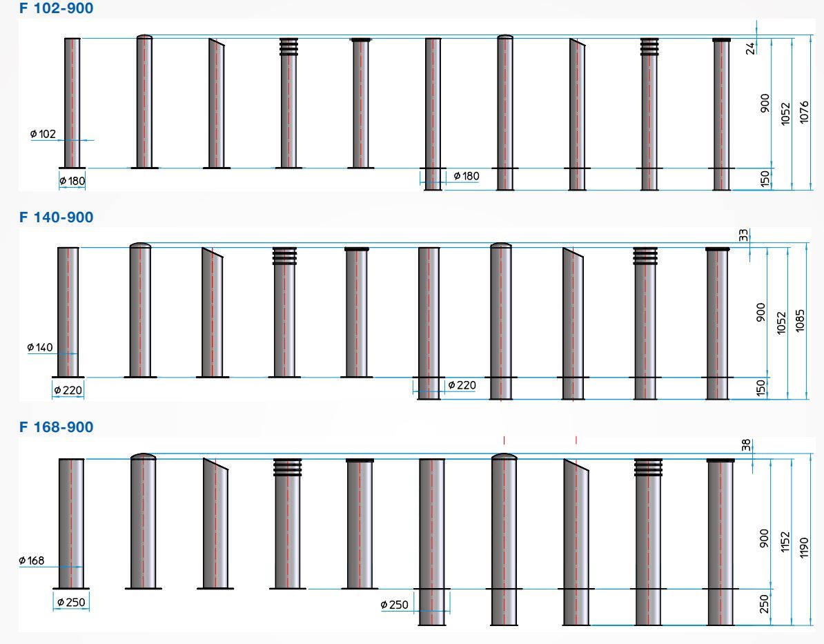 Стальной фиксированный столбик Pilomat Security line ARCH-00144455 - Вид №2