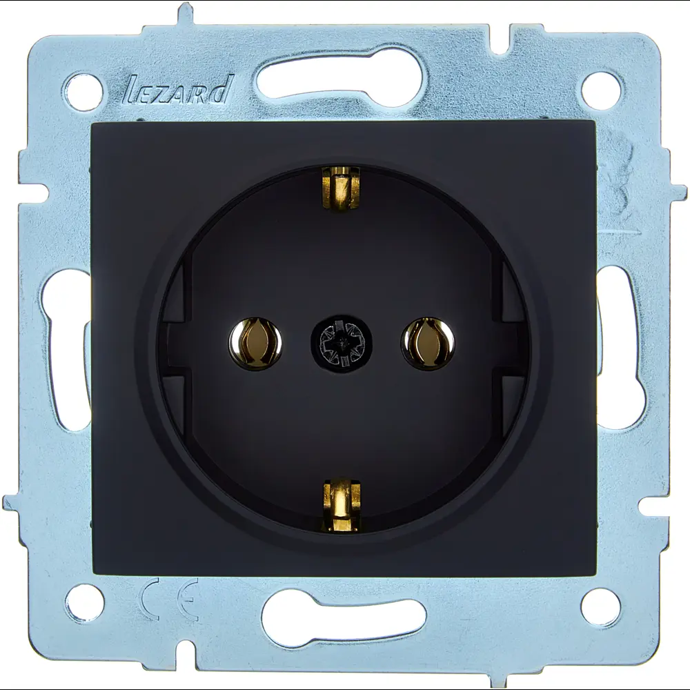 Розетка встраиваемая Lezard Asti с заземлением цвет черный бархат STLM-2131796