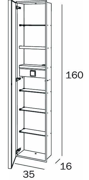 Модуль с полками, держатель для фена, распашная дверь INDA® My secret ARCH-00079734 - Вид №3