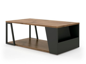 Низкий деревянный журнальный столик с журнальной стойкой