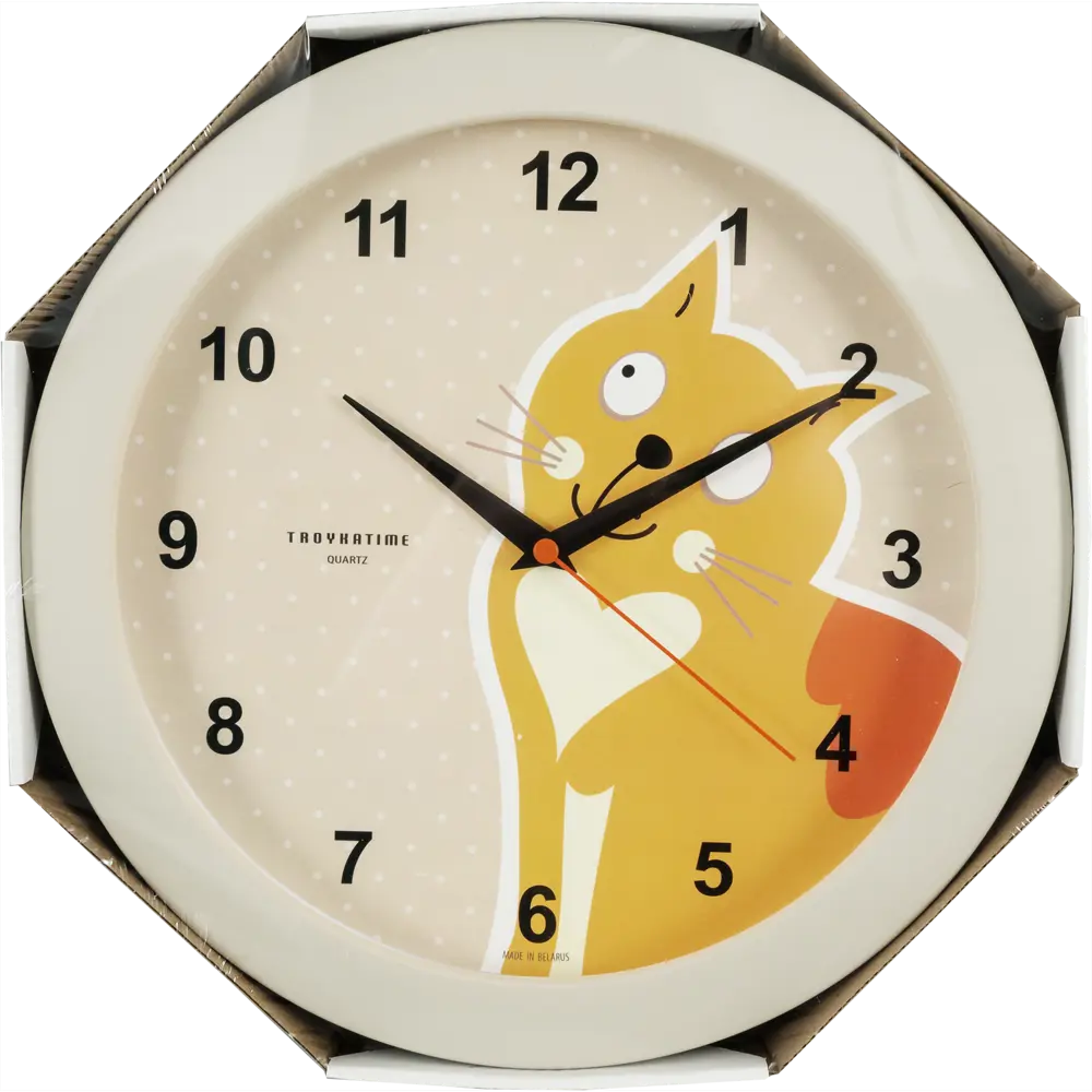 Часы настенные «Кот» круглые 29 см цвет бежевый TROYKATIME STLM-2166841 - Вид №3