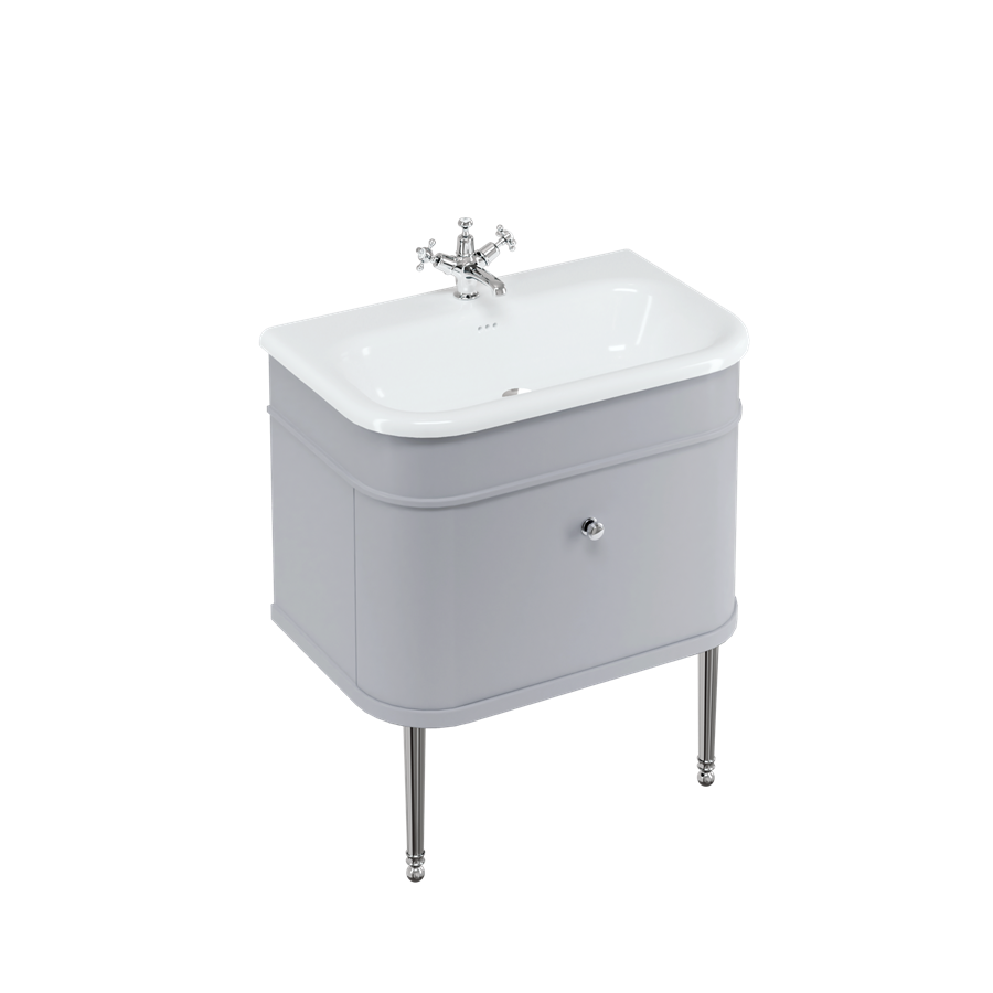 Burlington Chalfont Chalfont 750мм Тумбочка с одним ящиком - Классический серый с никелевыми ножками CH75G-CHLEGNKL  - Вид №2