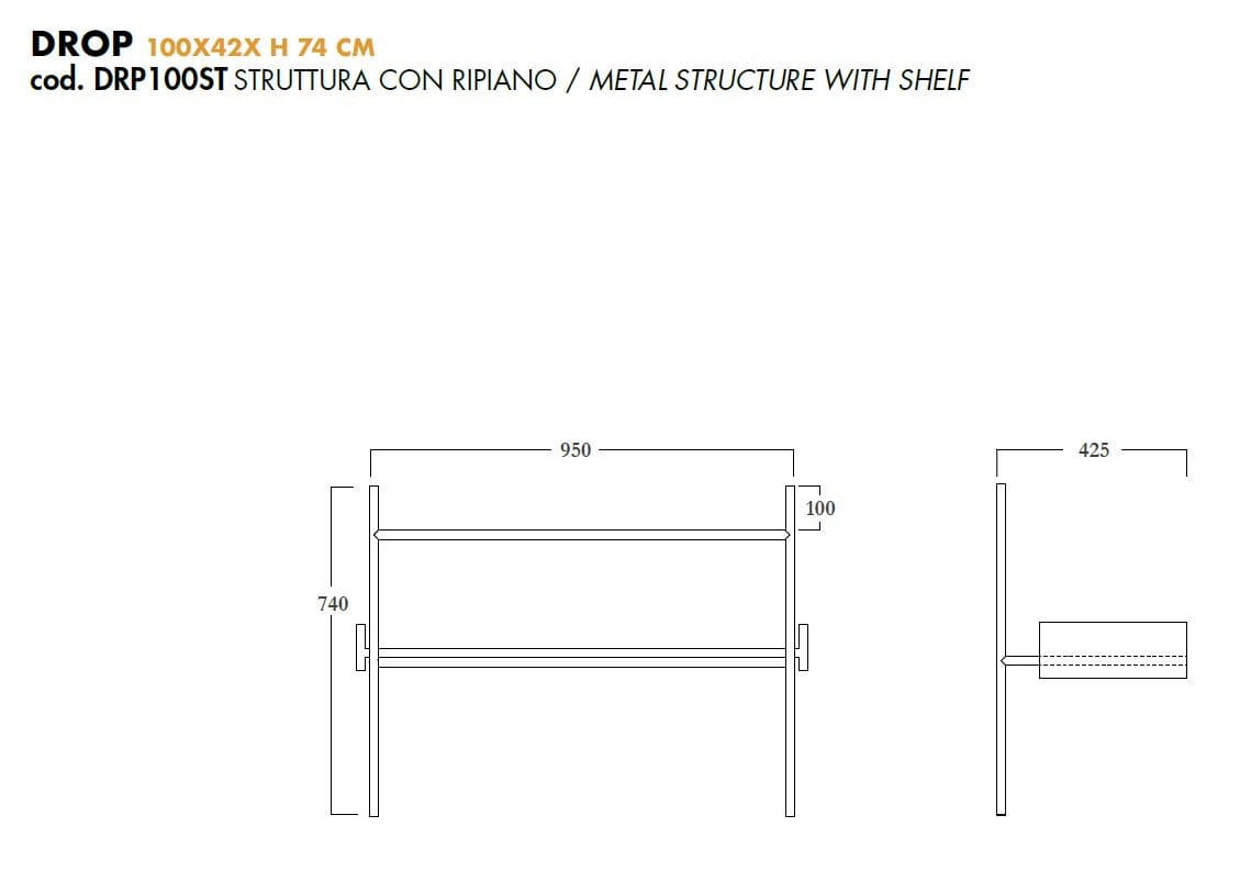 Стальная консоль для умывальника с держателем для полотенец Olympia Ceramica DROP ARCH-00046461 - Вид №5