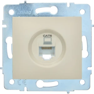 Розетка компьютерная встраиваемая Lezard Asti без заземления cat 5е цвет кремовый