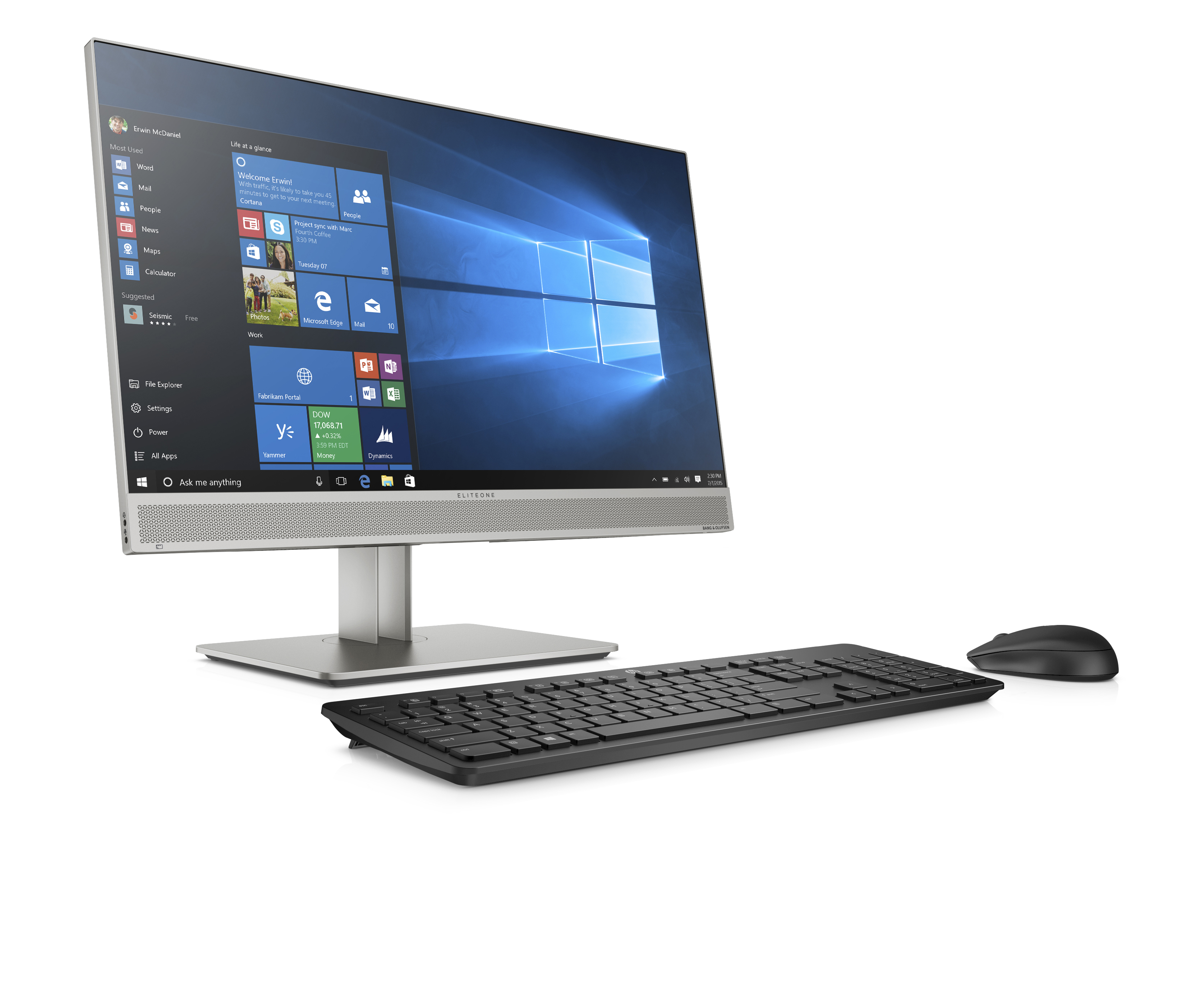 7QN50EA#ACB eliteone 800 g5 aiont 23.8"(1920x1080 ips)/intel core i5 9500(3ghz)/8192mb/256ssdgb/dvdrw/wifi/war 3y/w10pro + wireless slim kbd & mouse, has stand HP Santreyd  - Вид №3