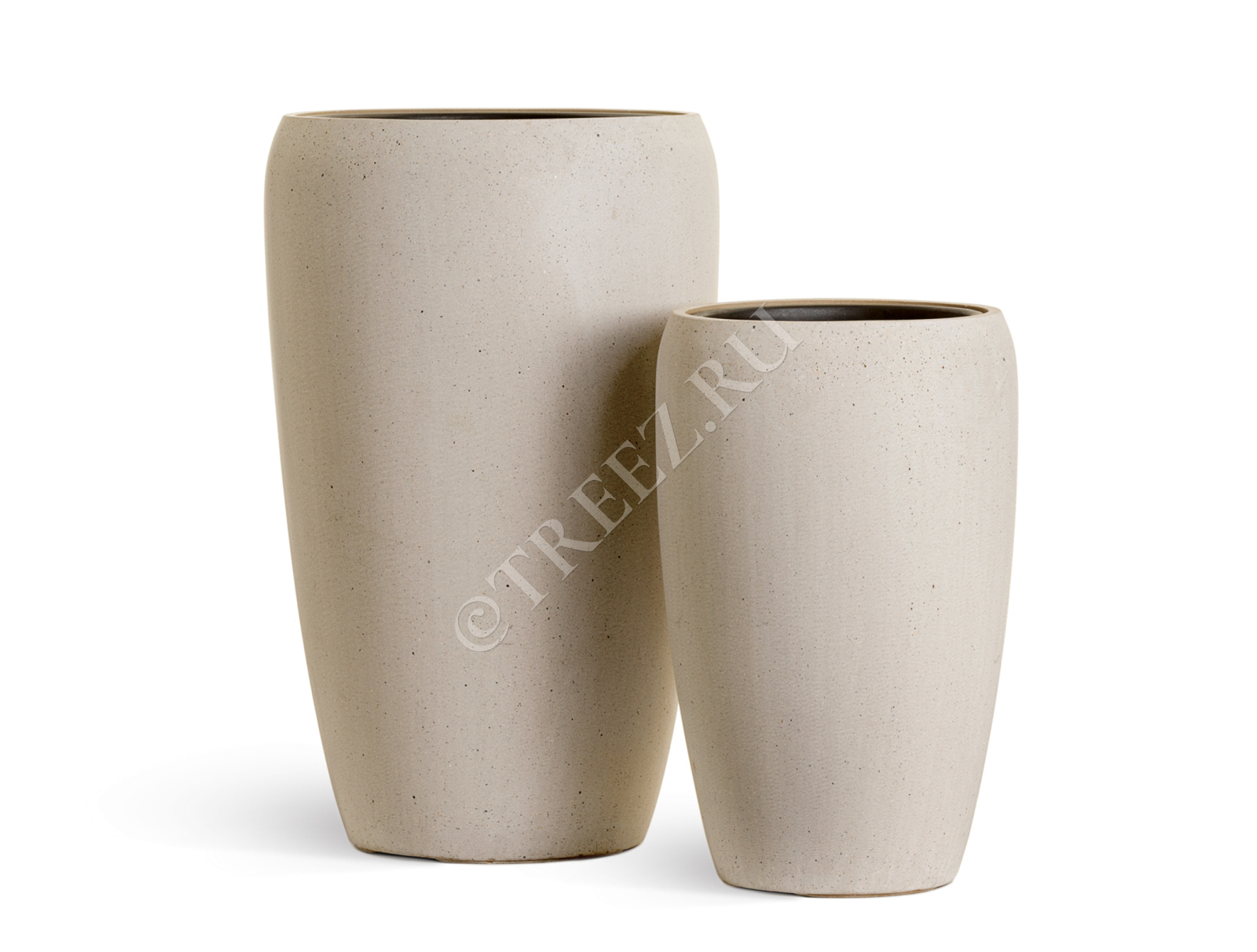 41.3321-02-070-BE-51 Кашпо  Effectory - серия Beton - Высокий округлый конус - Белый песок Цветочная коллекция 