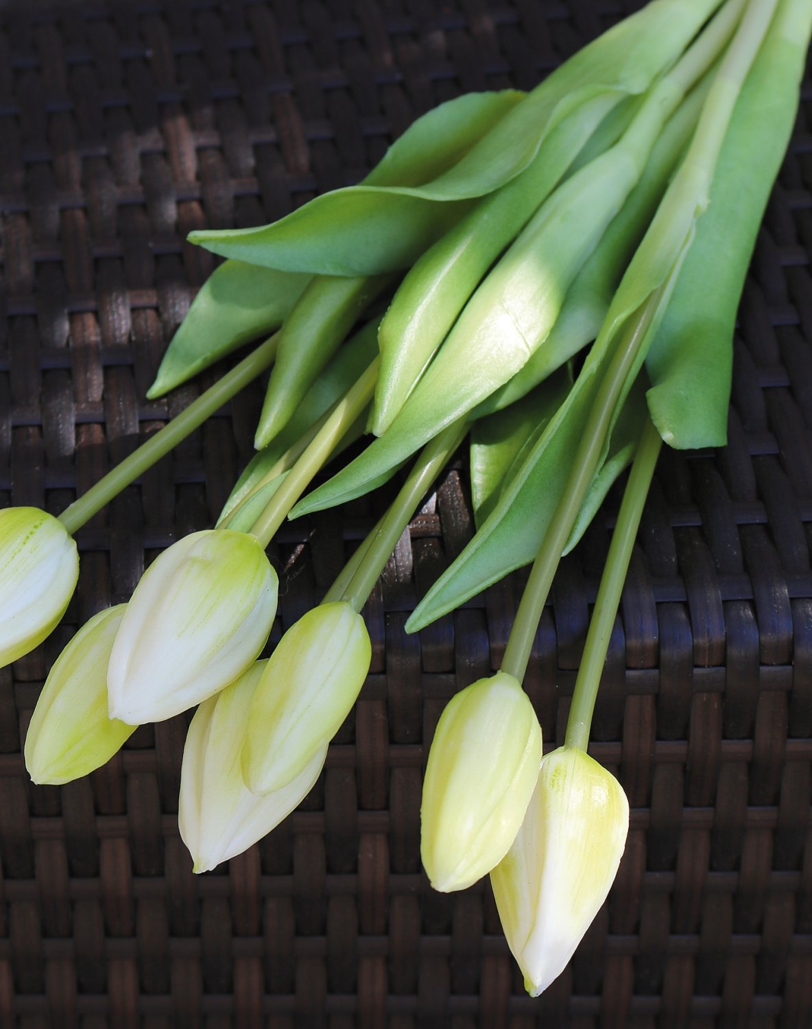 2942 708 a3 Букет тюльпанов из шелка, 7-кратный, 44 см, real touch, бело-зеленый H-andreas  - Вид №5