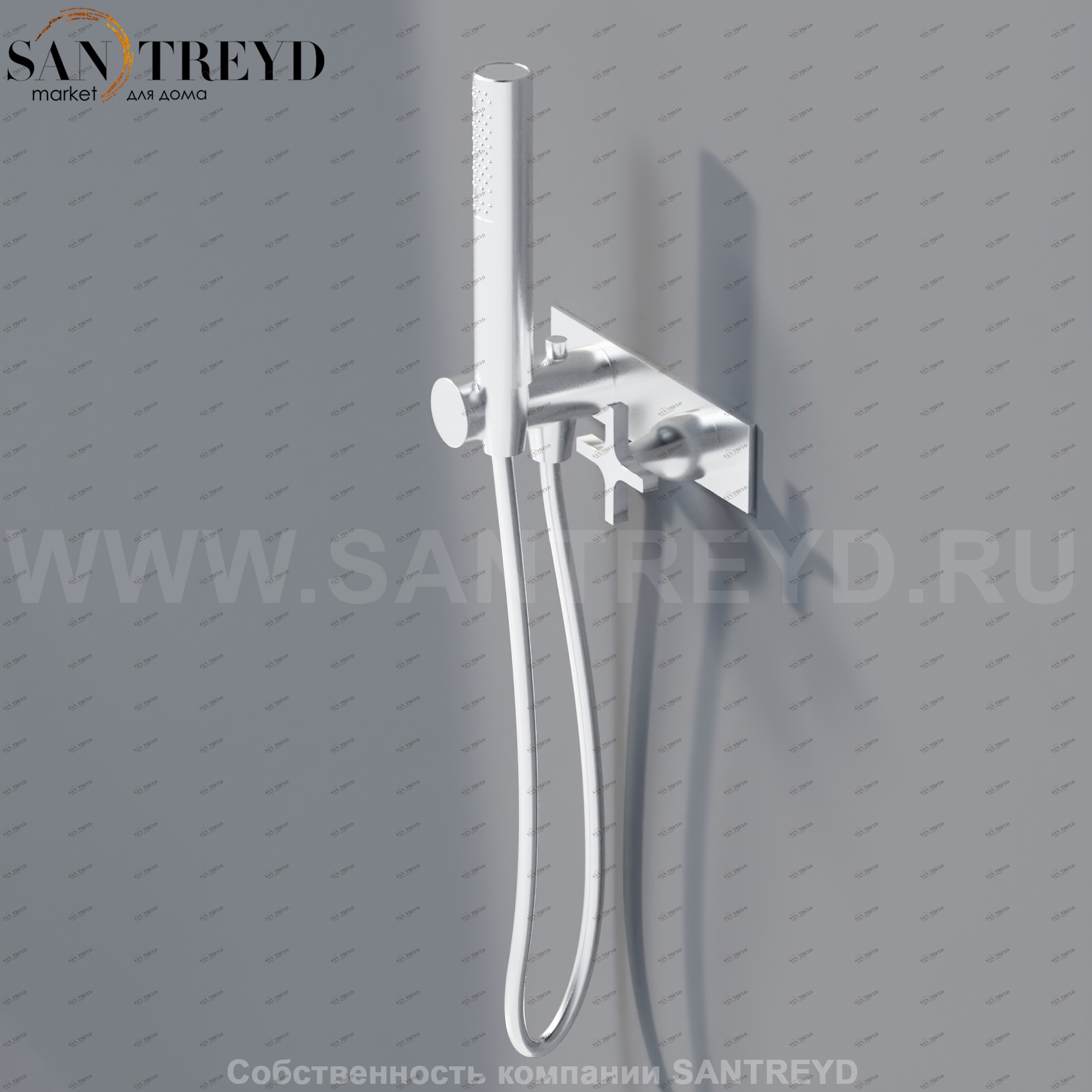 Agape MEMORY Смеситель в ручным душем для ванны хромированный матовый ARUB1075SP