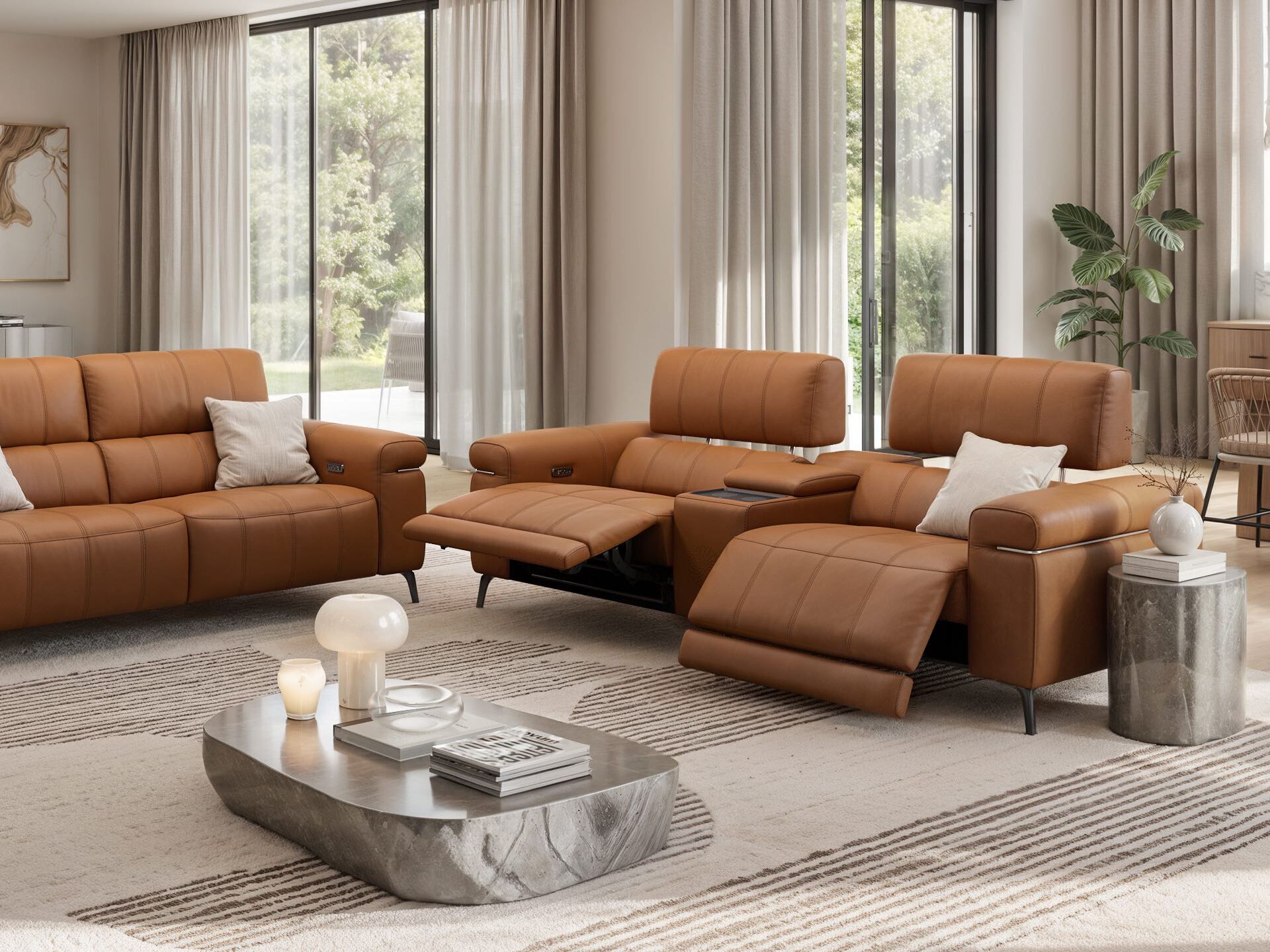 2 местный домашний кинотеатр кожаный диван Sofanella Soleto ARCH-00132022 - Вид №3