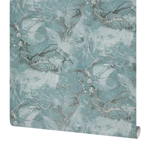 Обои флизелиновые ATELIERO Moana с текстурой штукатурки в зеленых тонах 89391012