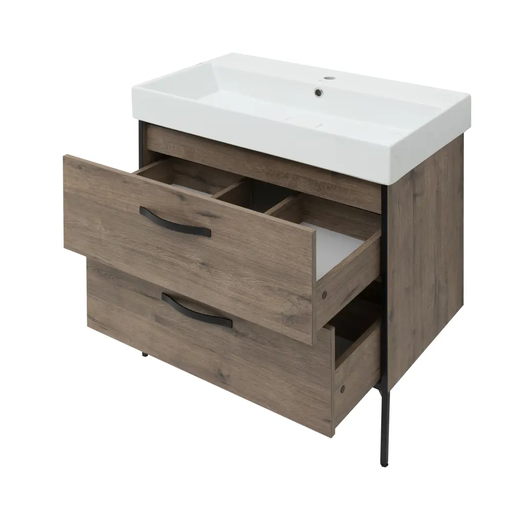 Aquanet Инди — подвесная тумба для раковины 100 см в стиле дуб веллингтон 84855250 STLM-0985899 - Вид №11