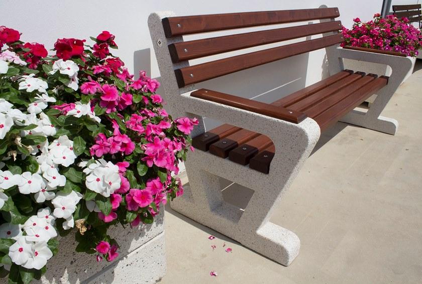 ENCHO ENCHEV - ETE Скамейка из бетона и дерева со спинкой  109  - Вид №7