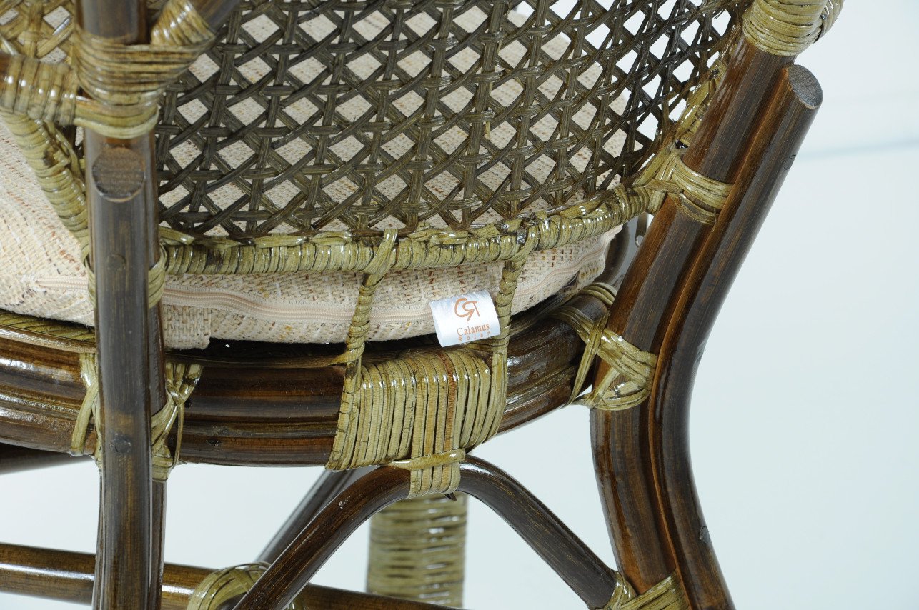 Кресло с подушкой зеленое из ротанга "Олива" 02/15В VINOTTI  00-3885224 Зеленый  - Вид №3