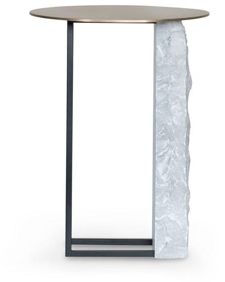 Greenapple Круглый журнальный столик из мрамора бардиглио и латуни Perfect raw G703134  - Вид №1