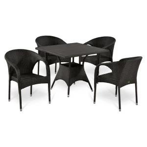 Обеденная группа плетеная коричневая на 4 персоны Мора AFINA  130557 Коричневый