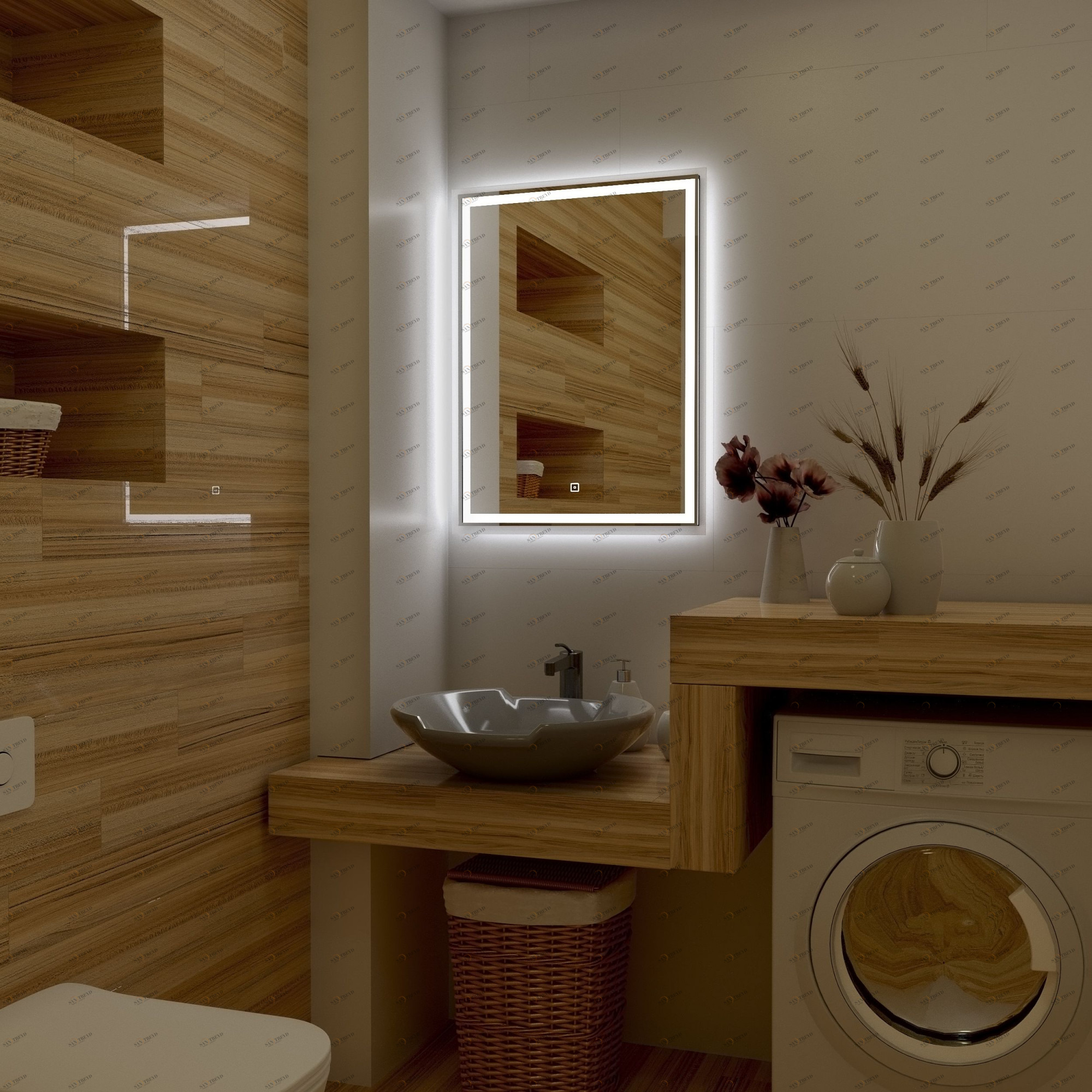 Зеркало с подсветкой ART&MAX Monza AM-Mon-900-800-DS-F 