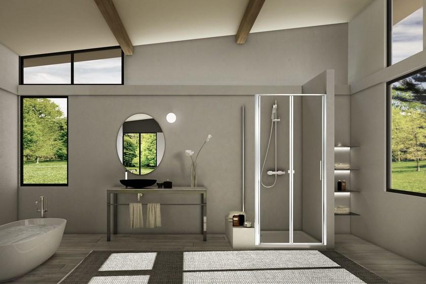 Duka Угловая душевая кабина из алюминия и стекла Quadra – con profili verticali e orizzontali sun-id-1494513 - Вид №1