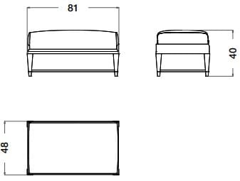 Прямоугольный пуф из кожи и дерева