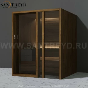 Effegibi YOKU.G60 SA.70300013 Сауна с правой дверью. Мощность: 6 кВт макс. Размеры: длина 174 см, ширина 170 см. Отделка: чёрный орех