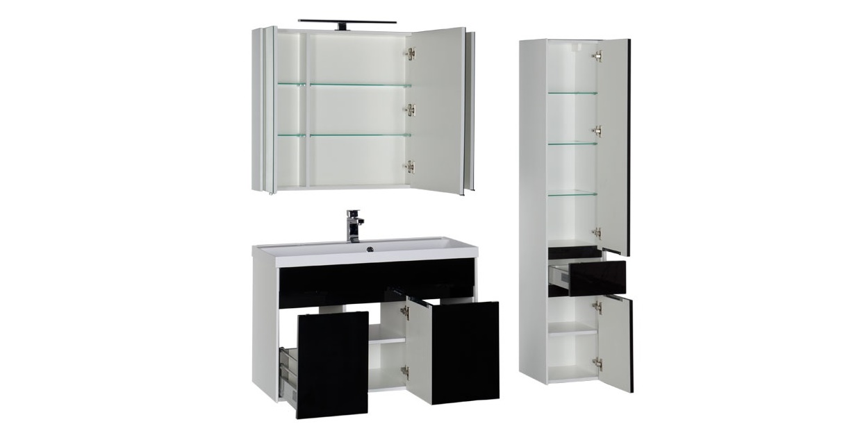 Комплект мебели Aquanet Латина 100 черный 00181090 - Вид №1