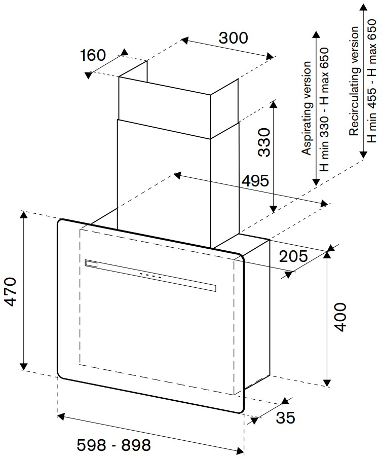 Bertazzoni Настенная стеклянная вытяжка со встроенной подсветкой Professional sun-id-1415626 - Вид №1