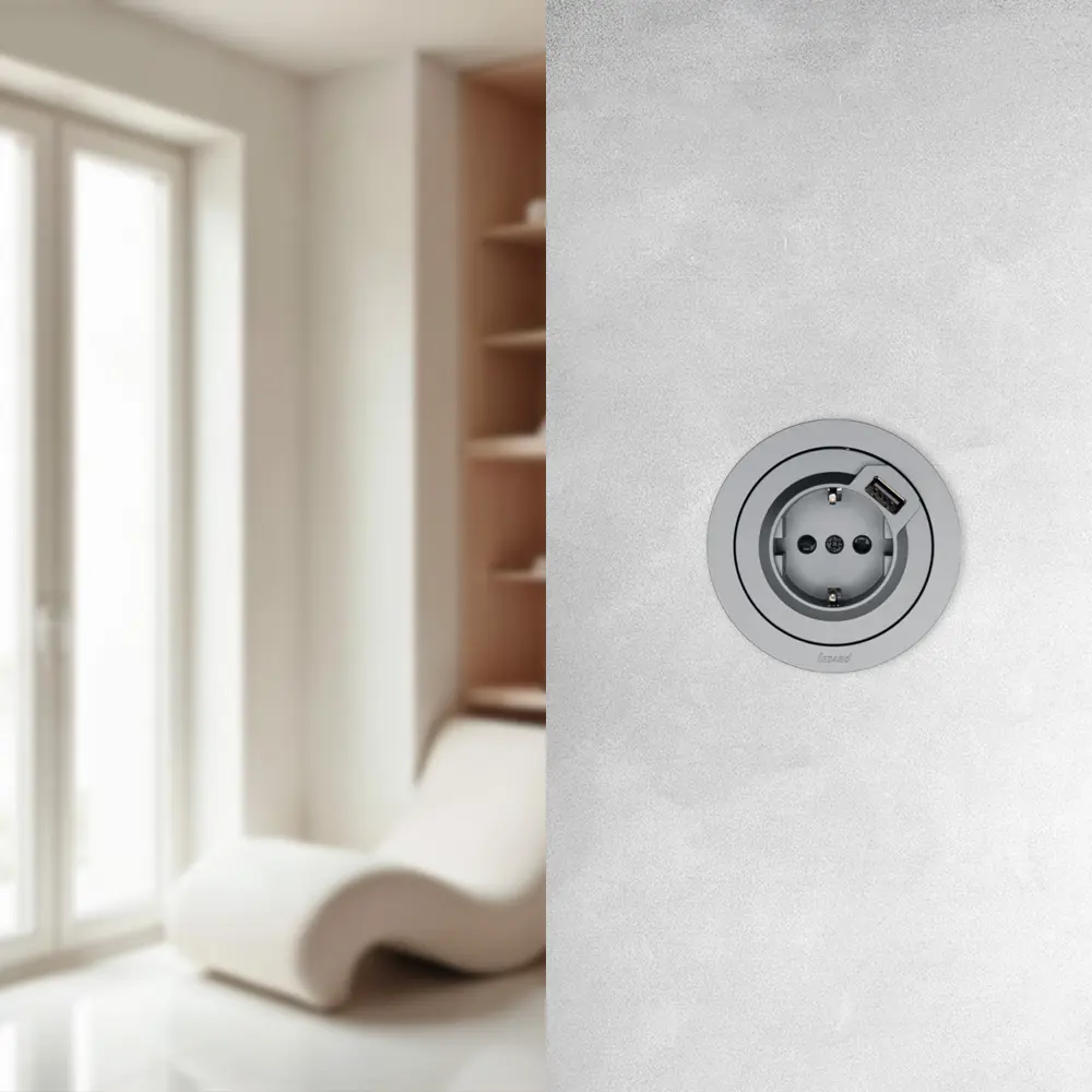 Розетка USB встраиваемая Lezard Osen с заземлением цвет серый STLM-2151915 - Вид №4