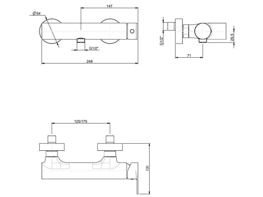 Однорычажный открытый смеситель для душа Rubinetterie Frattini Птолемей ARCH-00102359 - Вид №8