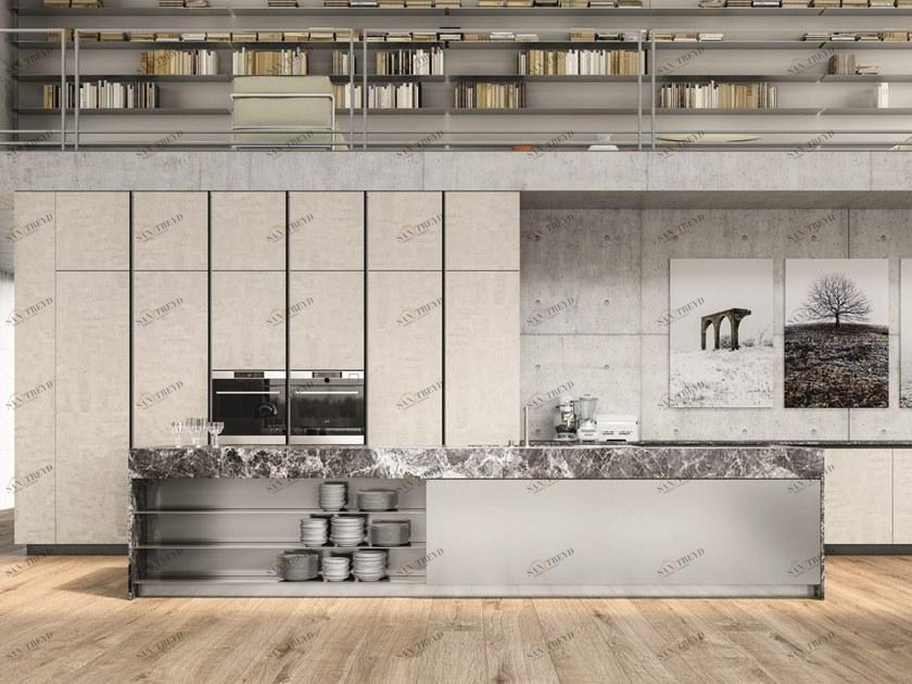 Elmar Модульная кухня с островом из алюминия и мрамора Easy sun-id-1353935