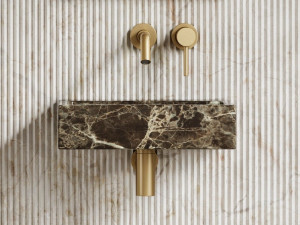 Прямоугольная подвесная раковина из темного мрамора Emperador