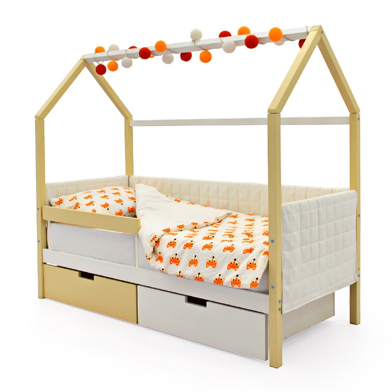 Детская кровать-домик мягкая бежево-белая Svogen БЕЛЬМАРКО  00-3873188 Бежевый Santreyd  - Вид №5