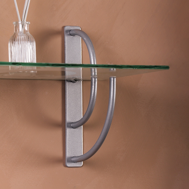 Кронштейн  Рим для стеклянных полок, 127х225 мм, блестящий алюминий LJPS0101 Public Steel Россия  - Вид №1