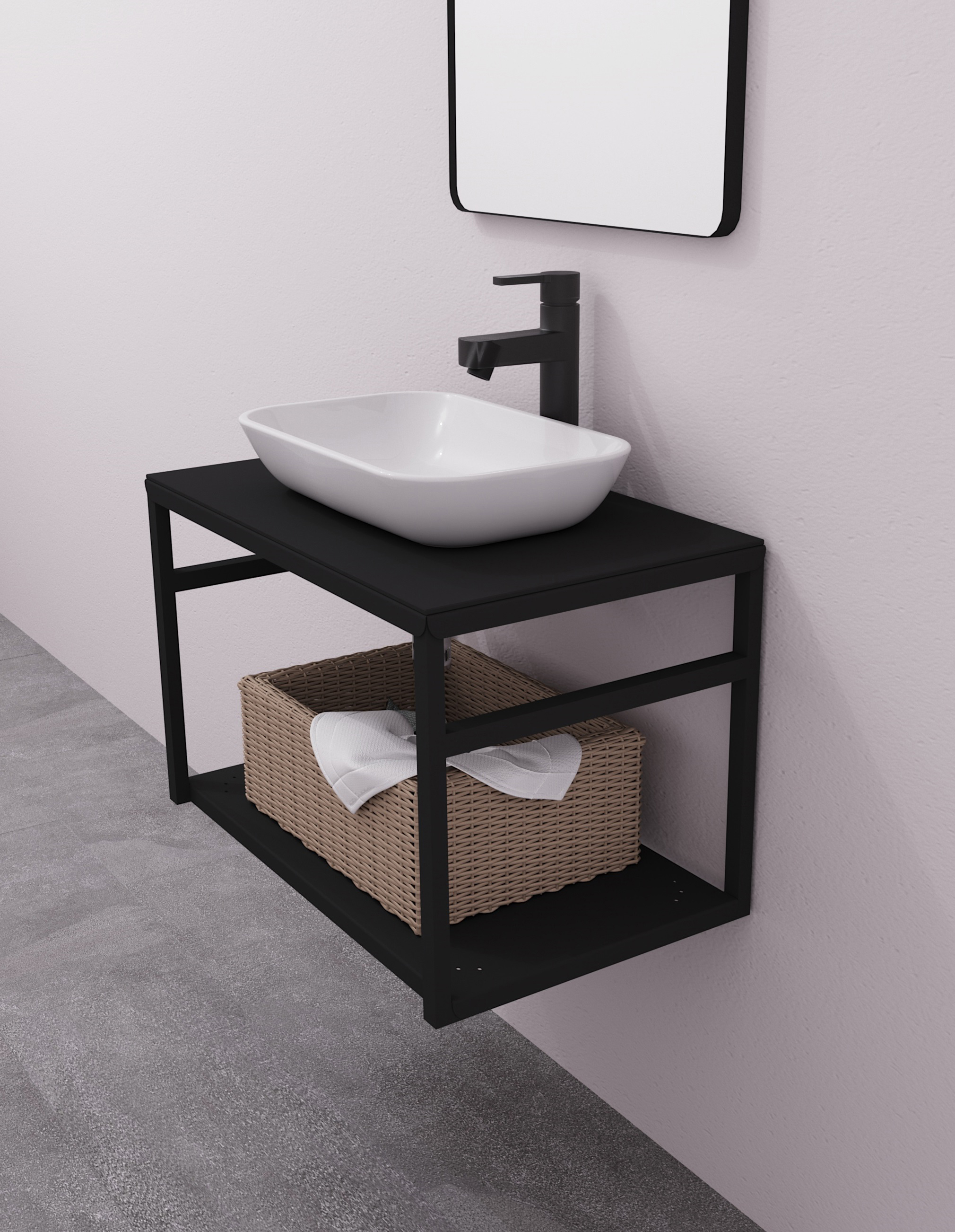 82634405 Полка для опоры Ferro 60 см металл цвет чёрный Fero STLM-0032383 Santreyd  - Вид №3