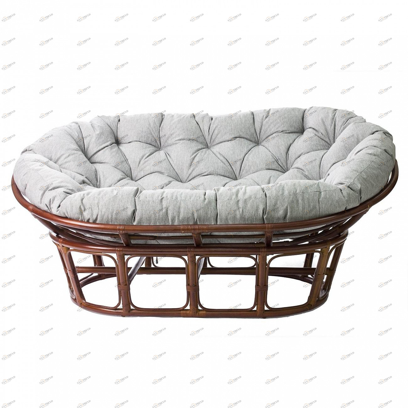 Диван трехместный из ротанга с подушкой коньяк Mamasun IMPEX  00-3885595 Коричневый;серый 