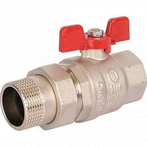 Кран шаровый STOUT ВН 1"1/4 с американкой бабочка красная