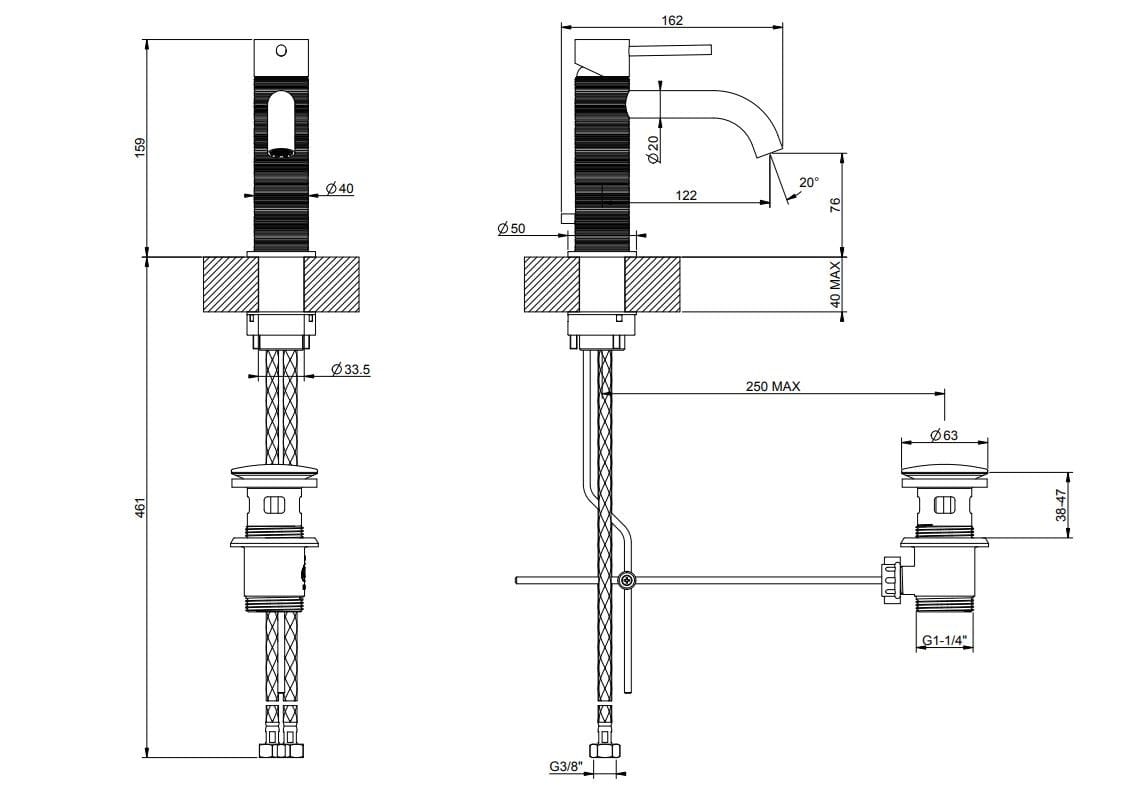 Смеситель для раковины из нержавеющей стали Gessi Messi316 ARCH-00081958 - Вид №2