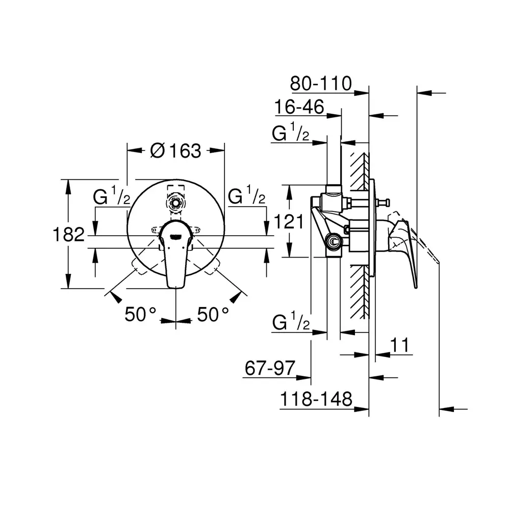 Смеситель для ванны встраиваемый Grohe Srart Flow 81898930 STLM-2074953 Start Flow - Вид №1