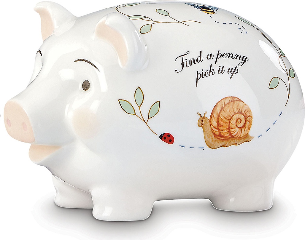 10545727 Lenox Копилка детская Lenox "Бабочки на лугу.Поросёнок" 16,5см Фарфор 