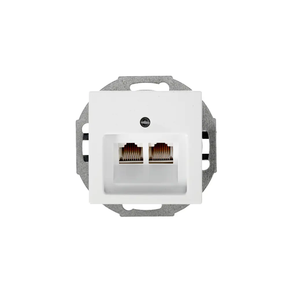 Телефонная розетка двойная встраиваемая ABB Basic 55 RJ11, цвет белый 13607055 STLM-2125603 Basic55