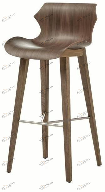 BassamFellows Барный стул из дерева со спинкой Petal Cb-293