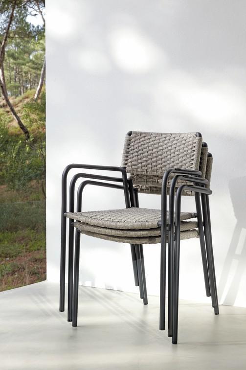 Стул белый веревка 11мм серебристый Manutti Echo MNST586 - Вид №8