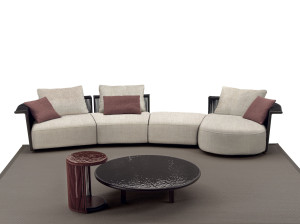 4-местный тканевый модульный изогнутый садовый диван