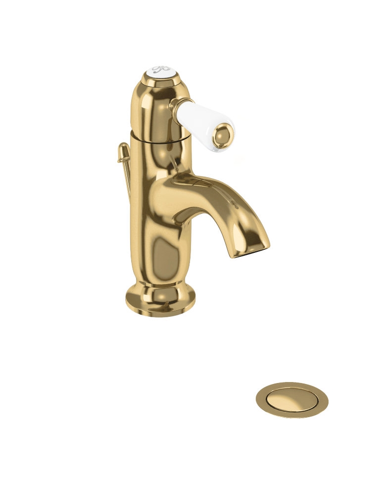 Смеситель на 1 отверстие однорычажный с донным клапаном [CH22 GOL] GOLD Burlington CH22 GOL - Вид №1