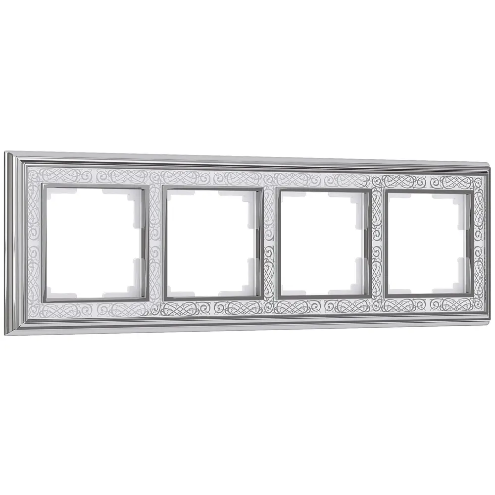 Рамка для розеток и выключателей Werkel Palacio Gracia 4 поста цвет белый хром STLM-2116564