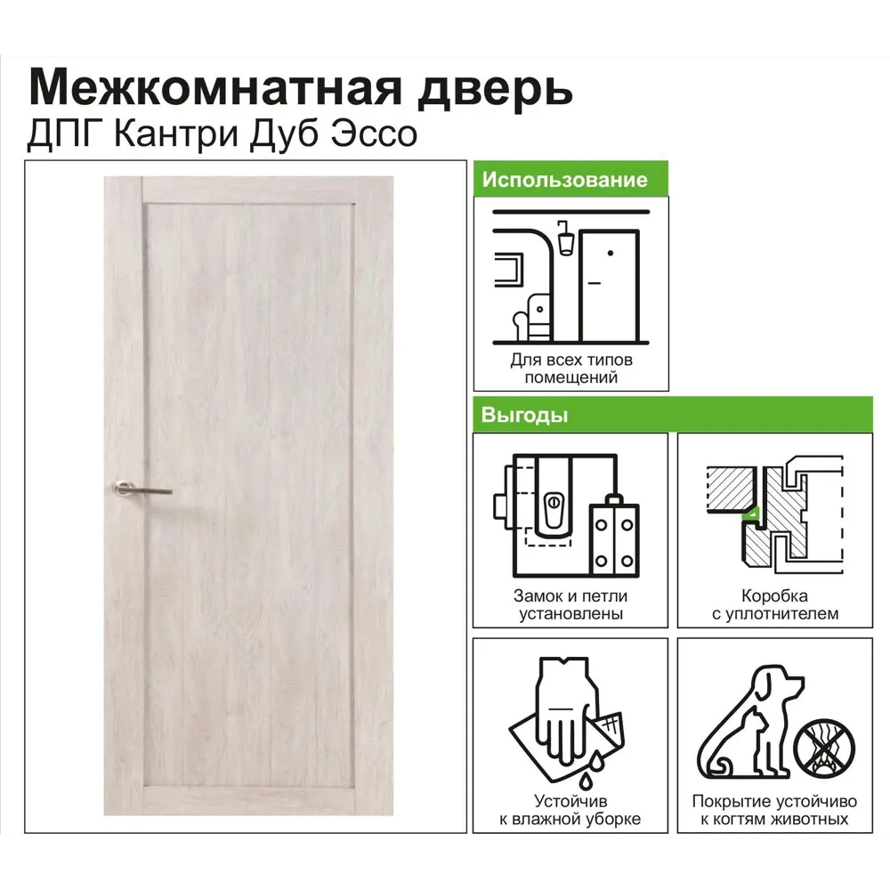 Дверь межкомнатная глухая Кантри 60x200 см ПВХ цвет дуб эссо с фурнитурой 82248245 STLM-2201140 МАРИО РИОЛИ  - Вид №6