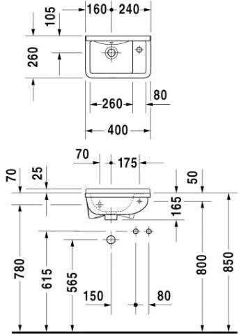 075140 Подвесная раковина настенная овальная Duravit Starck 3 белая - Вид №1
