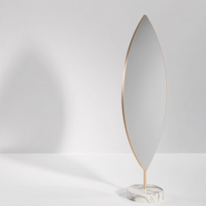 Secolo Aglaia Напольное вращающееся зеркало с основанием из мрамора Standard, сатинированная сталь.