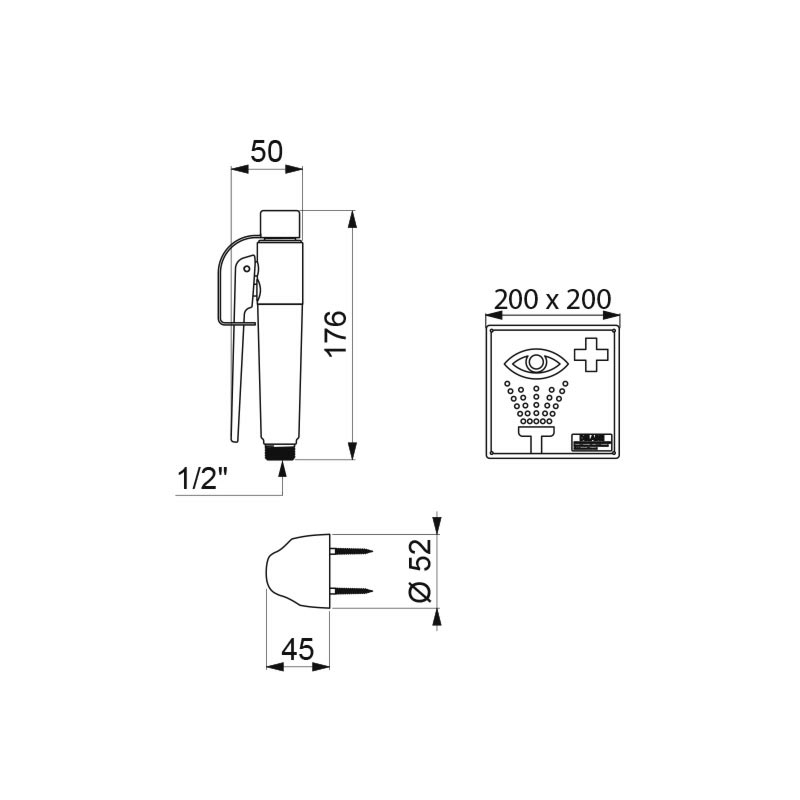 9120C Ручной аварийный душ для глаз DELABIE  - Вид №1