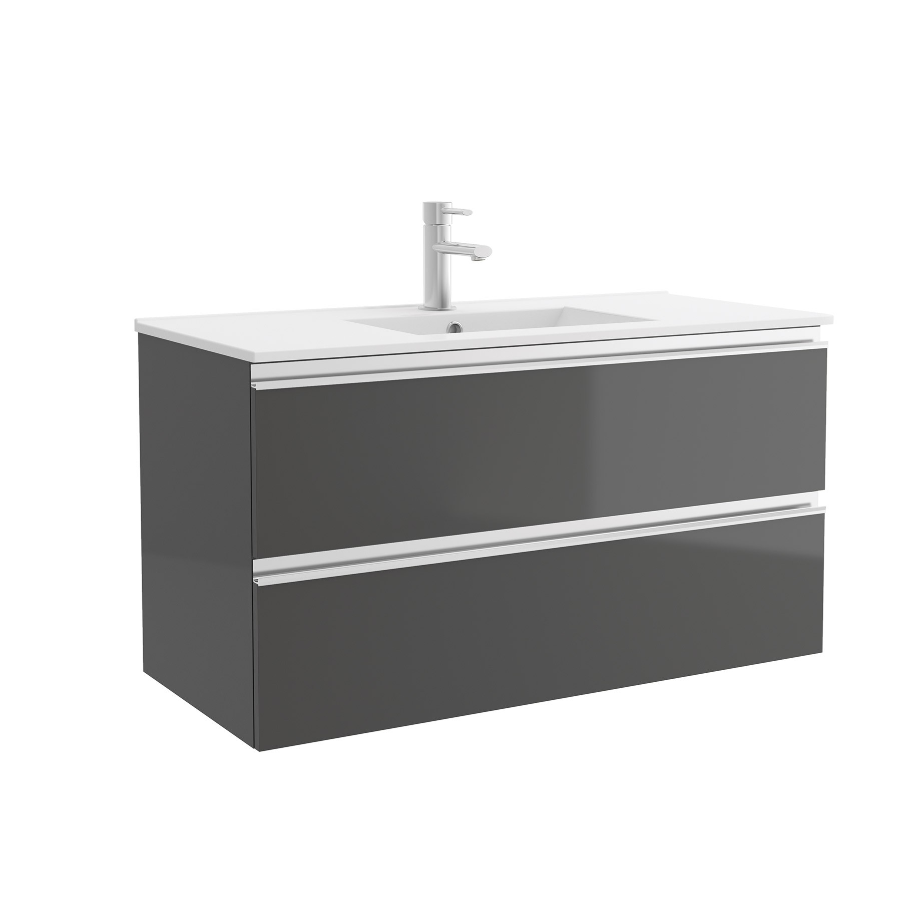 22805 SALGAR Мебель для умывальника SPIRIT 1000 2 металлических ящика GLOSS GREY 997 x 540 x 450 мм Глянцевый серый - Вид №1