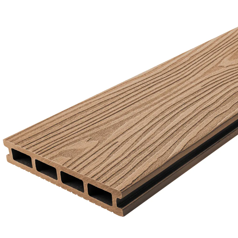 Террасная доска T-DECKS из ДПК цвета натуральное дерево 4000x150x25 мм 89366383 STLM-1516685