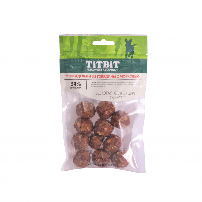 ПР0054787 Лакомство для собак Фрикадельки из говядины с морковью Золотая коллекция 70г TITBIT 